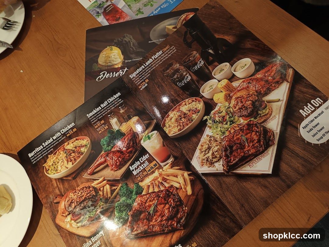 Tony Roma's Menu