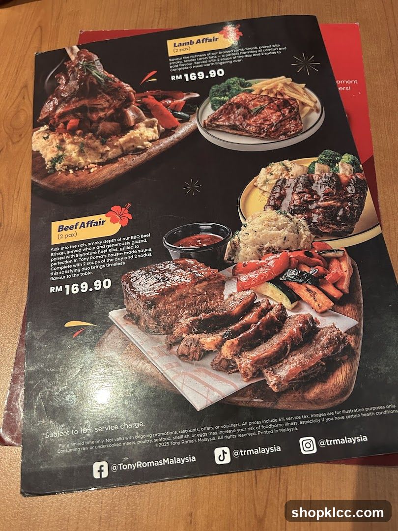 Tony Roma's Menu