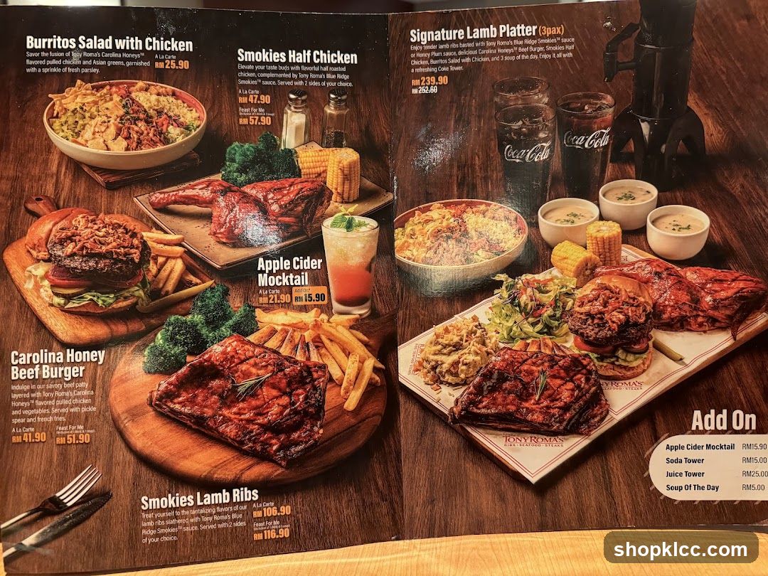 Tony Roma's Menu