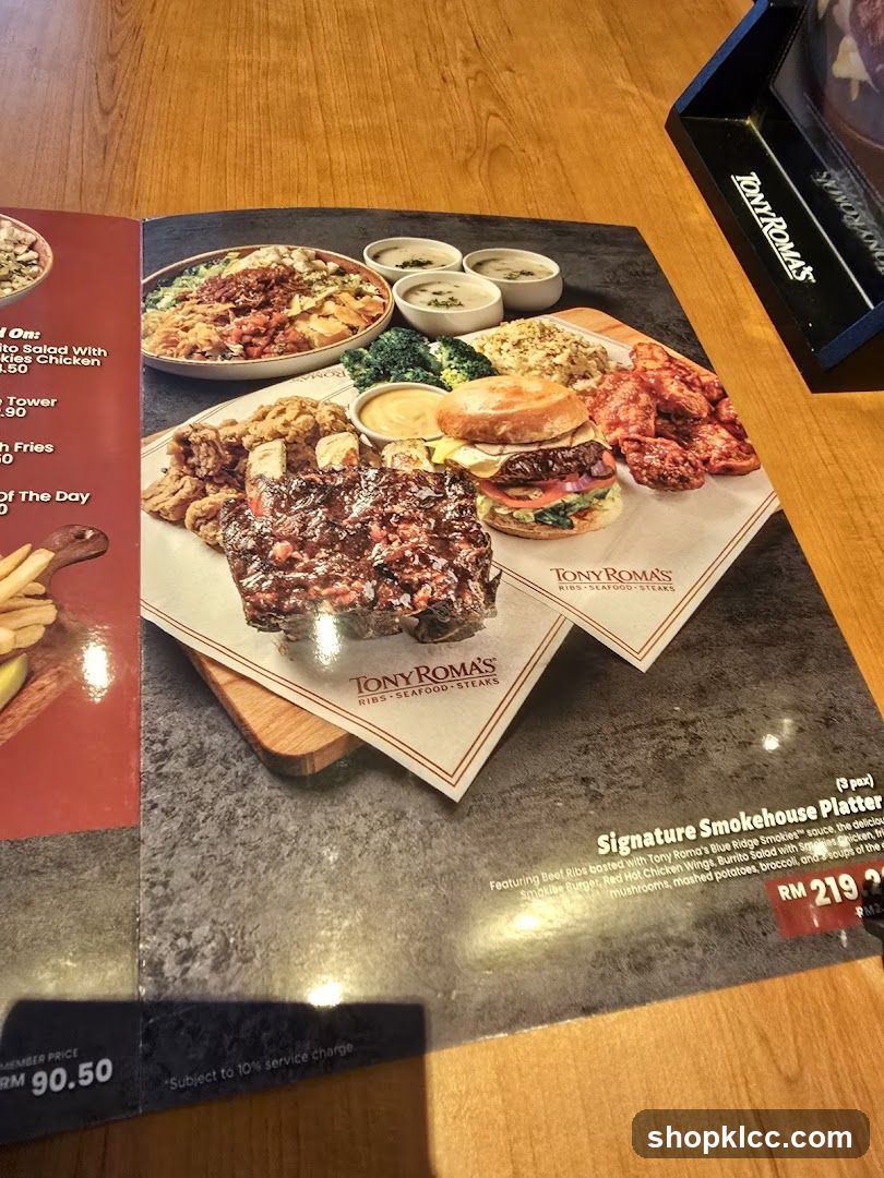 Tony Roma's Menu