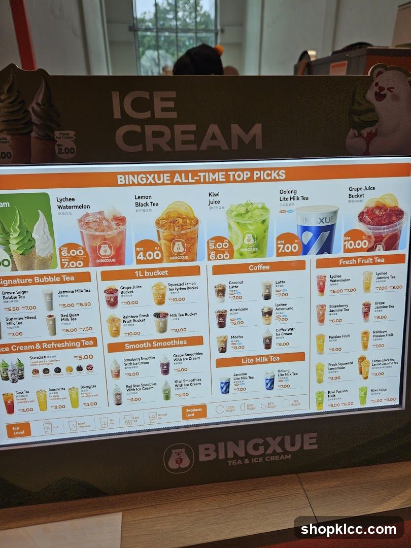 Bingxue Ice Cream Menu Board