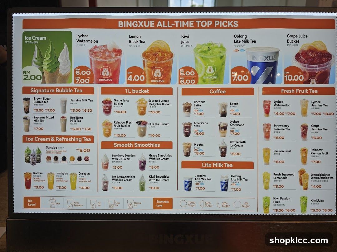 BINGXUE ALL-TIME TOP PICKS MENU BOARD