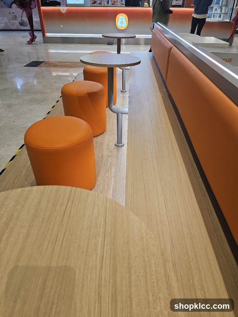 Orange Seating Area in Mall
