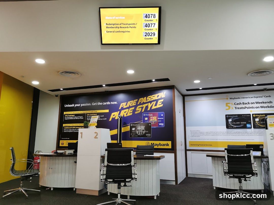 Bank Interior with Service Counter and Promotional Displays