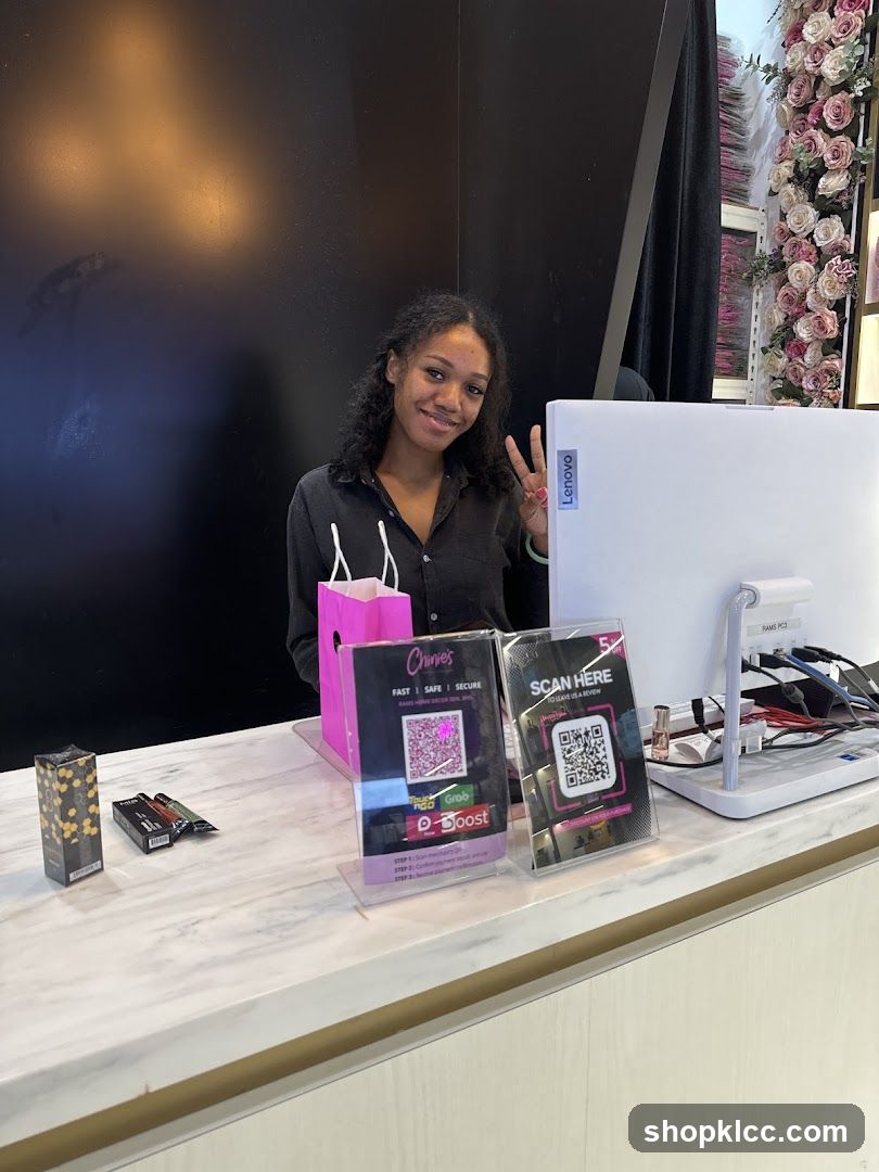 Counter with Staff and Promotional Signs