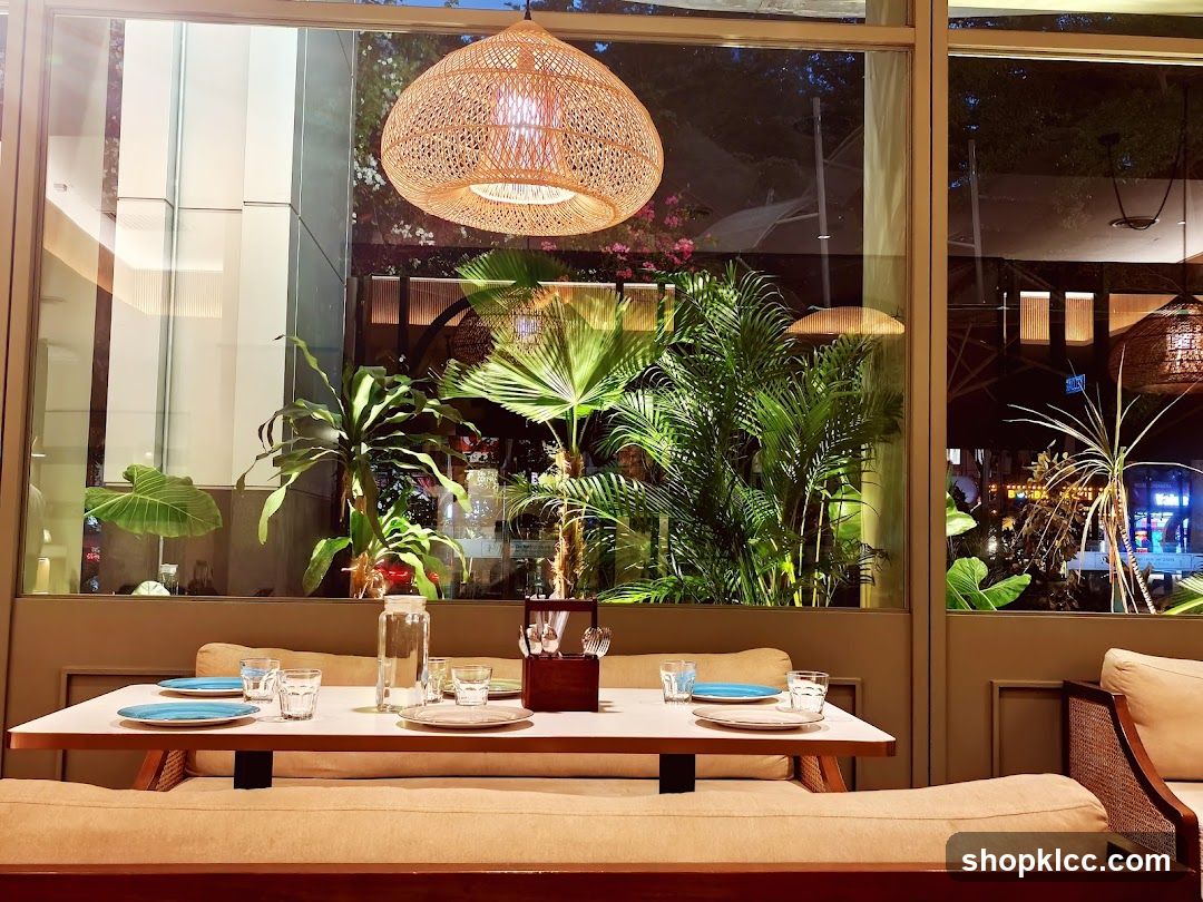 Restaurant Interior with Tropical Plants