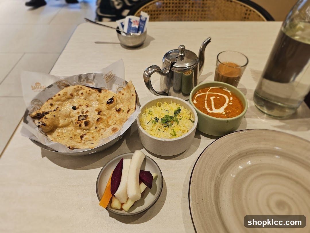 Indian Meal with Naan and Rice