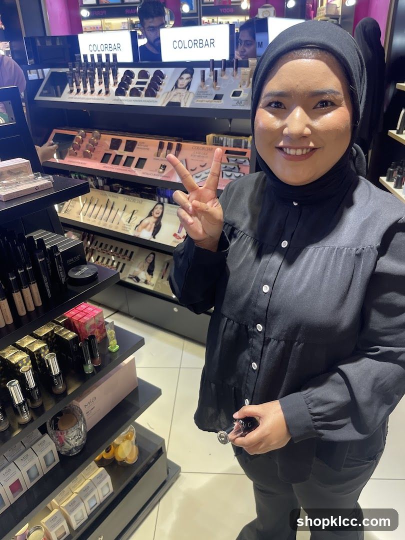 Woman Posing in a Cosmetics Store