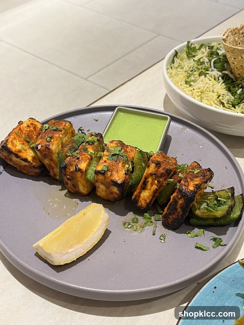 Paneer Tikka Skewers with Rice