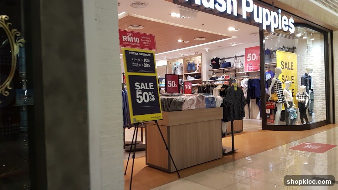 Hush Puppies Storefront with Sale Signs