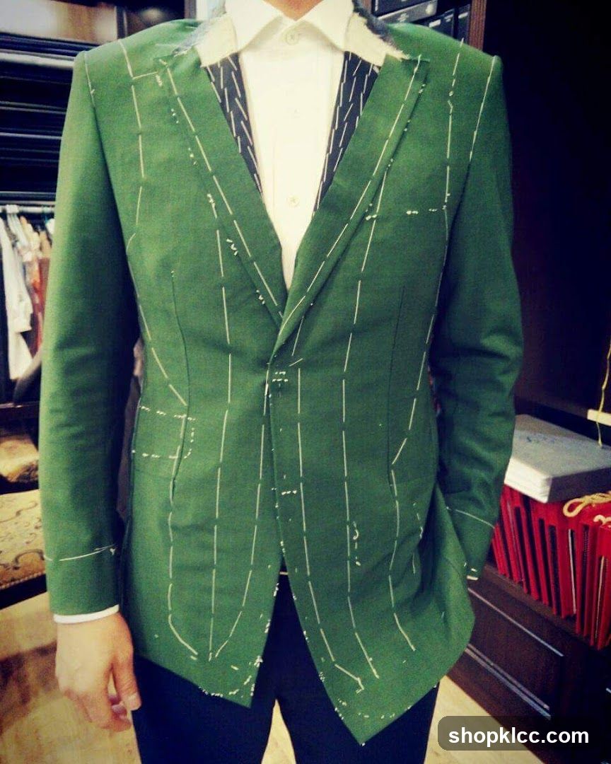 Green Suit with Pinstripes