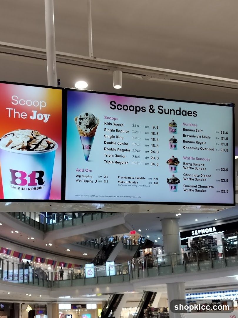 Baskin Robbins Scoops & Sundaes Menu