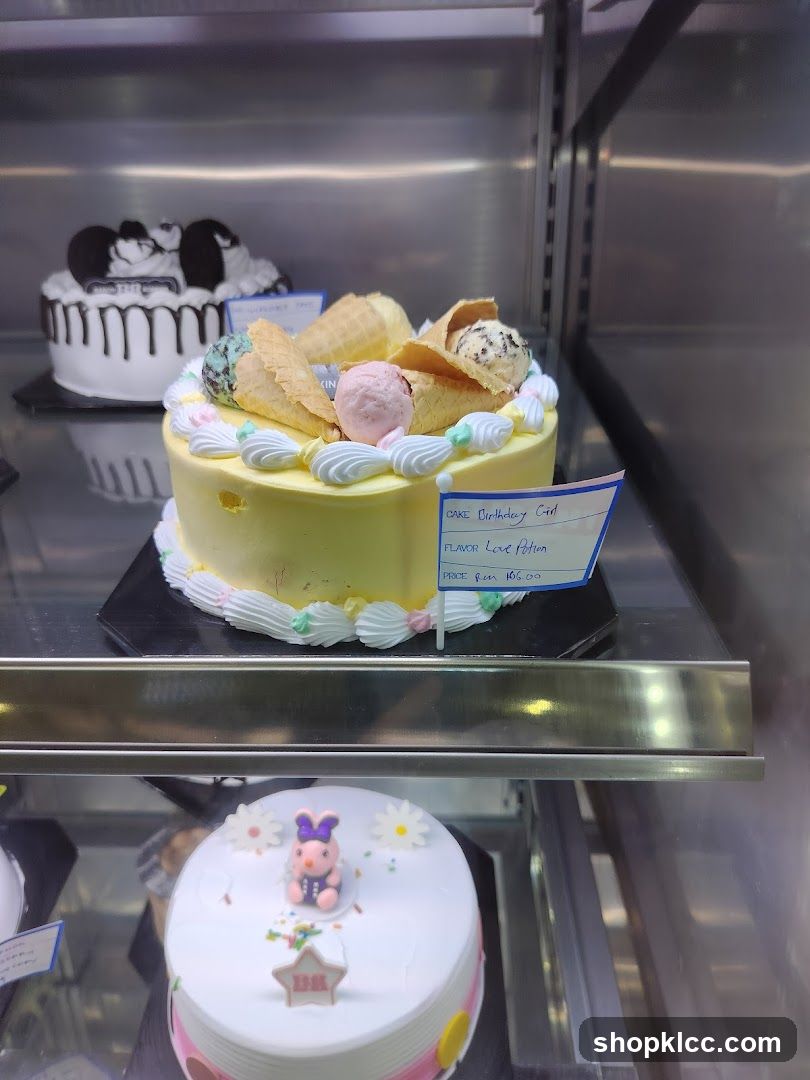 Cakes in a Display Case