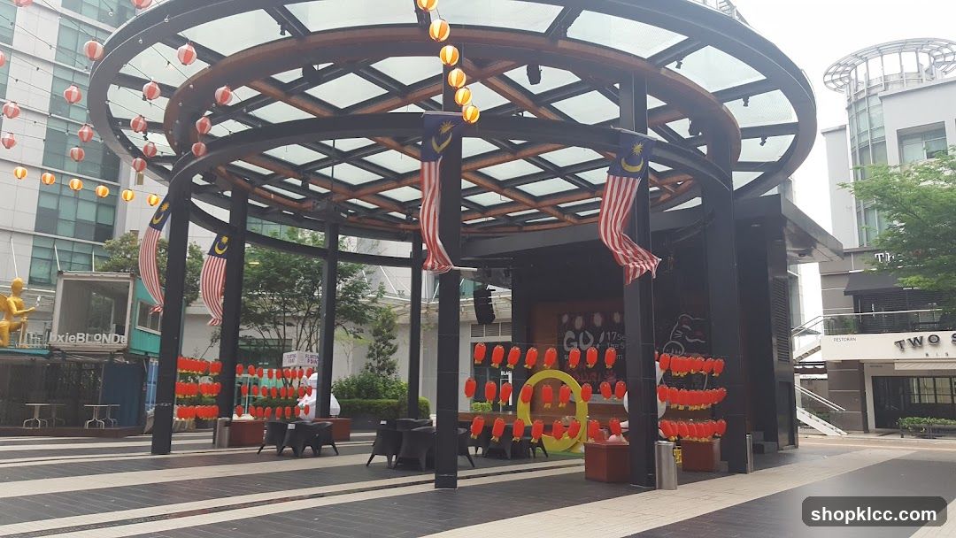 Outdoor Gazebo with Malaysian Flags and Decorations