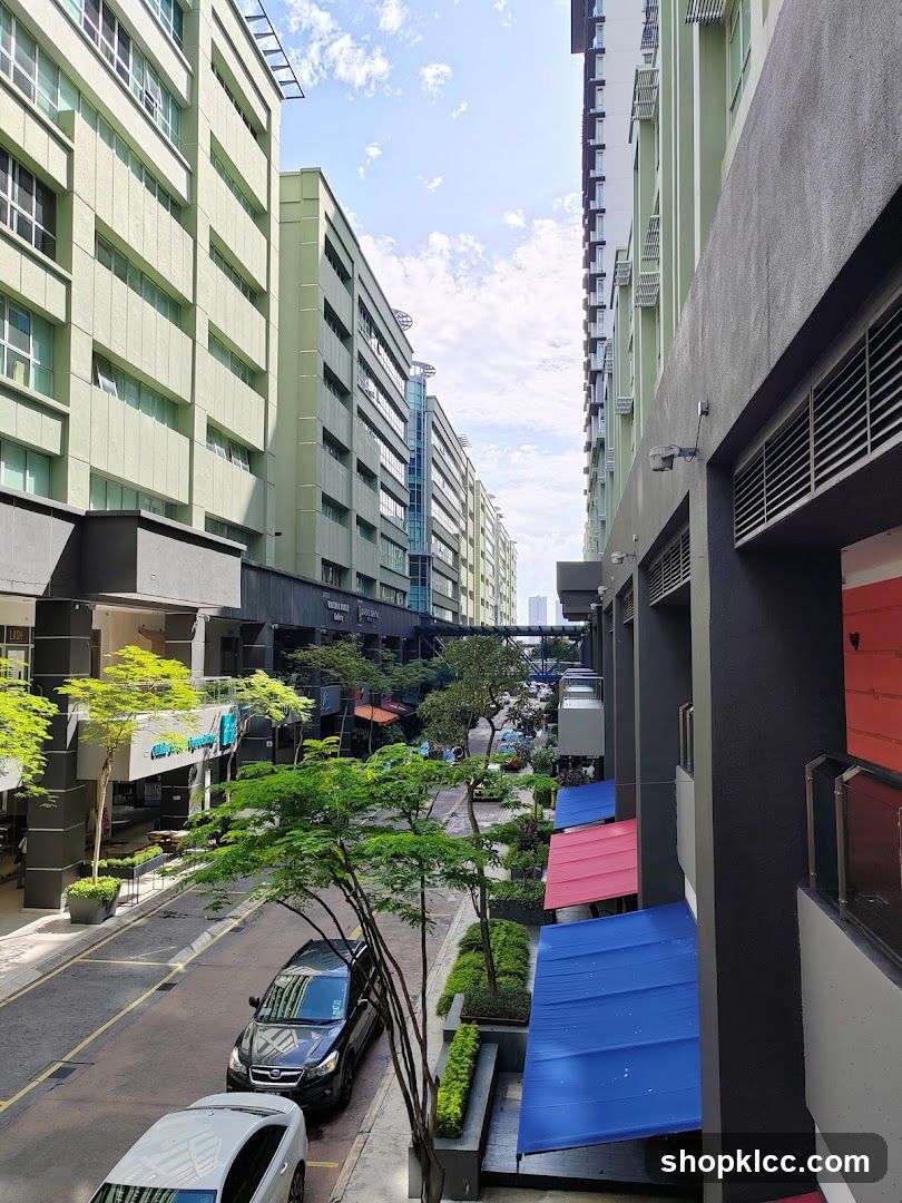 Urban Street View with Shops and Buildings