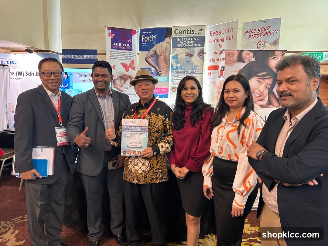 Group photo at medical exhibition booth