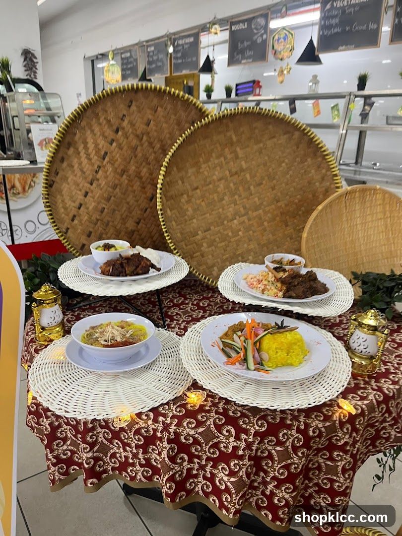 Food Display Table with Traditional Baskets