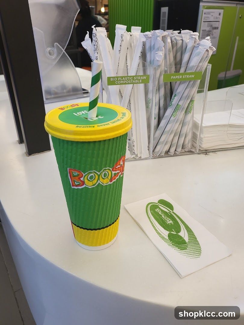 Boost Juice Cup and Straws