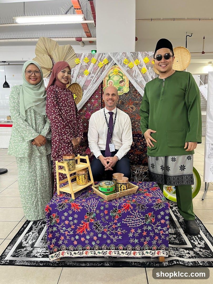 Group photo with cultural display