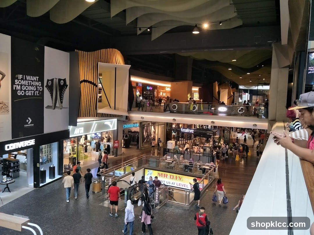 Mall Interior with Shops and People