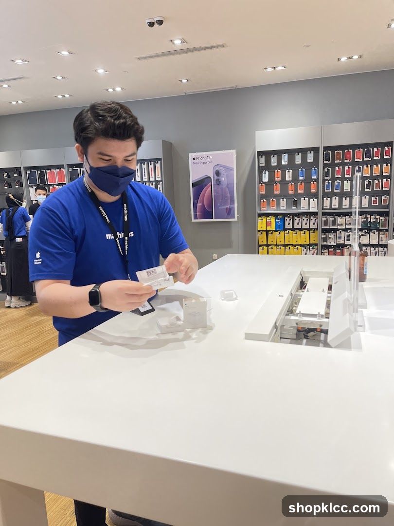 Store employee with merchandise