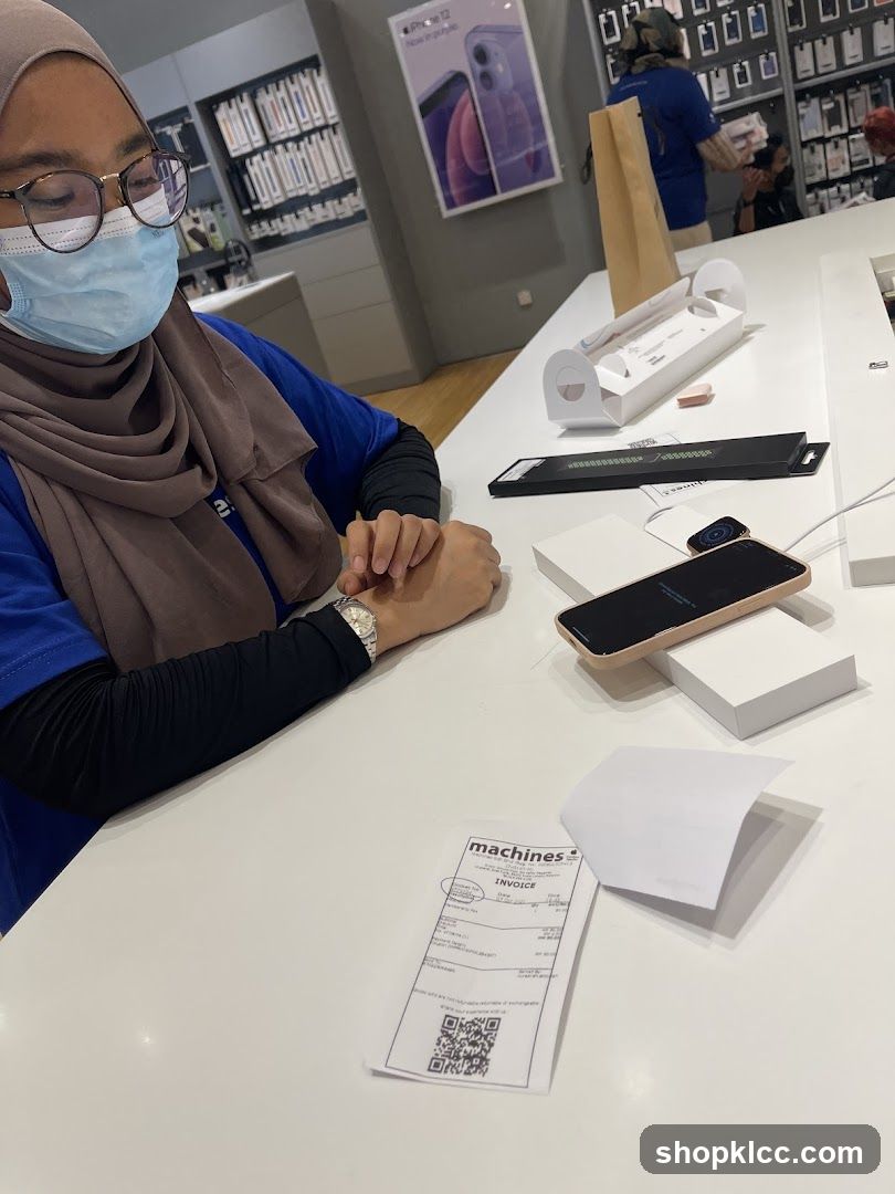 Customer at electronics store