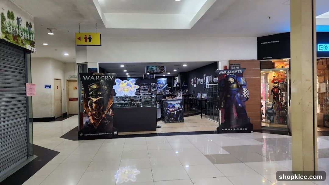 Hobby store interior with Warhammer and Wargame displays