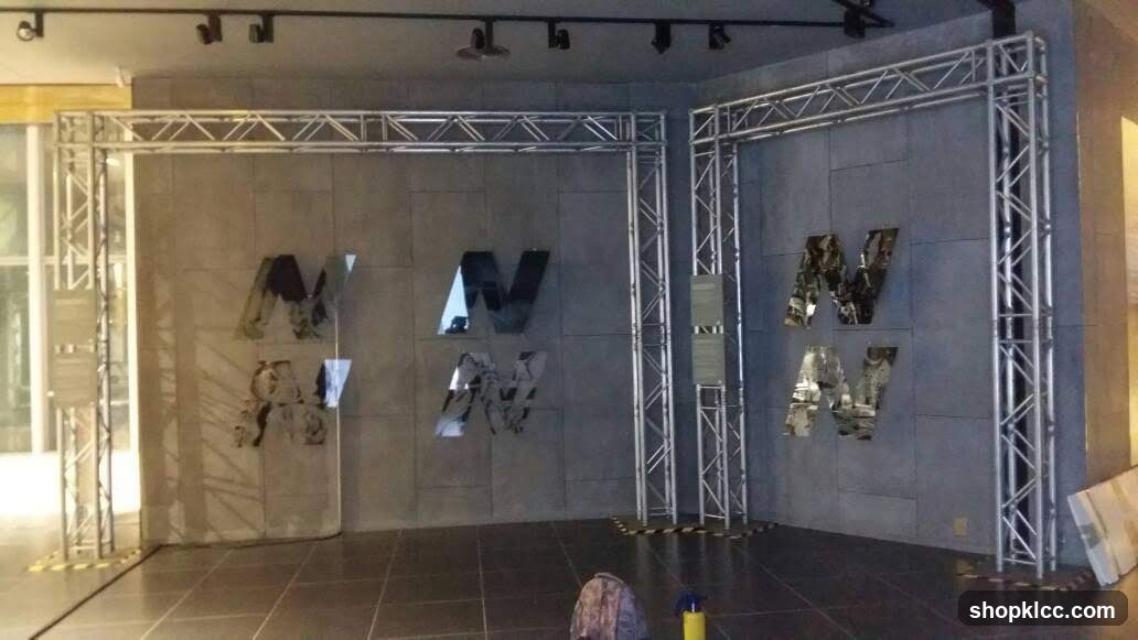 Stage Truss and Mirrored Letters