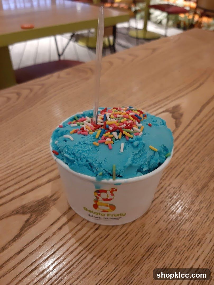 Blue ice cream with sprinkles
