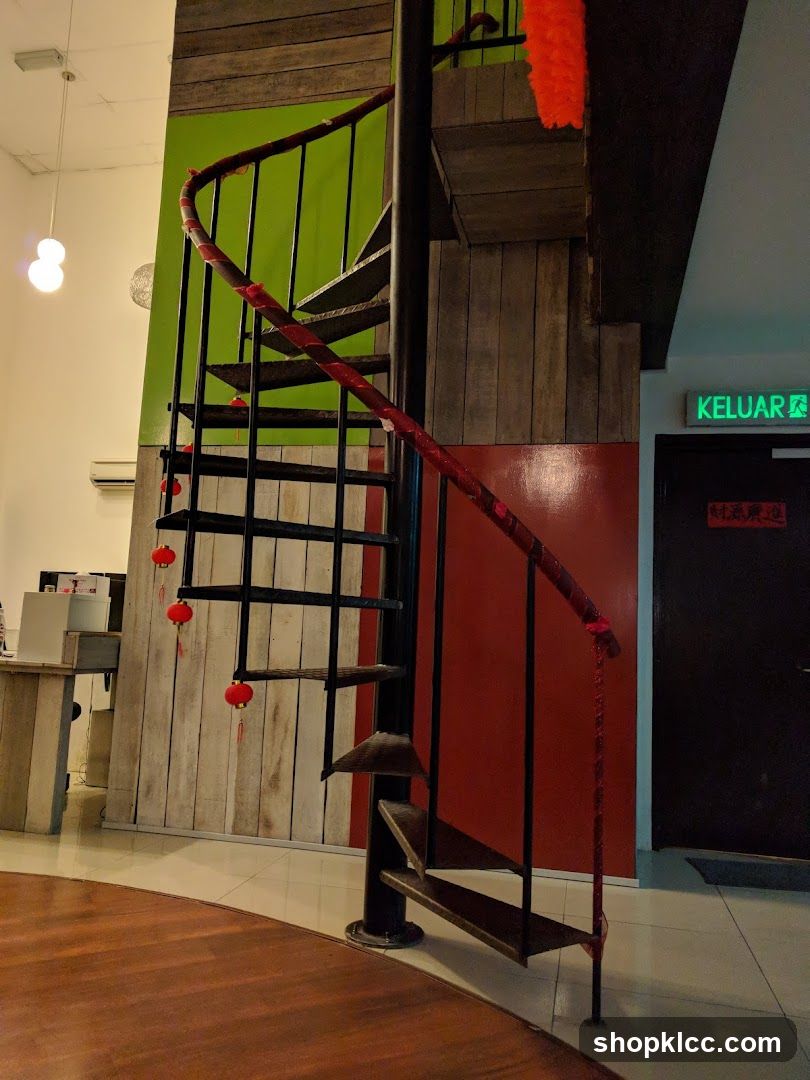Spiral Staircase with Red Decorations