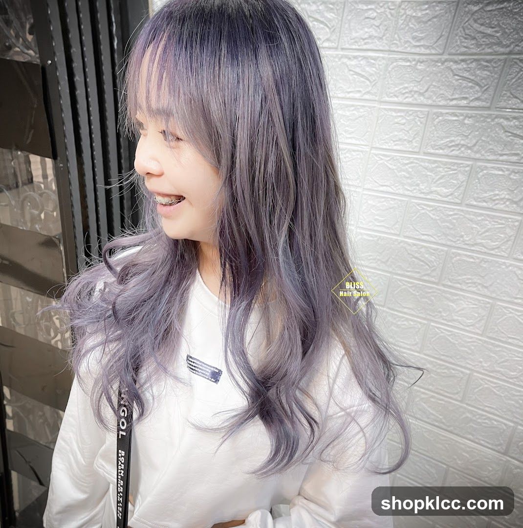 Woman with purple-grey hair