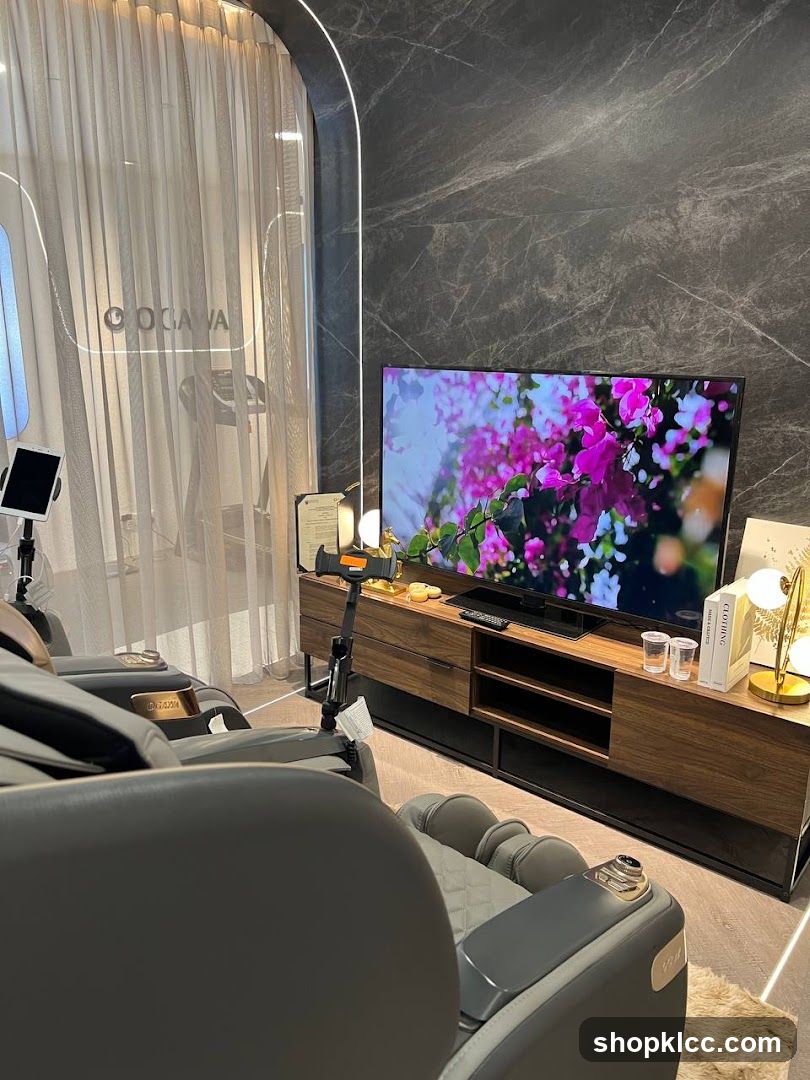 Massage Chairs and Entertainment Area