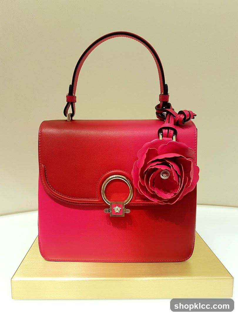 Red Handbag with Flower Accent