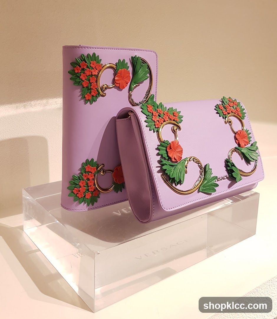 Purple Purses with Floral Embellishments