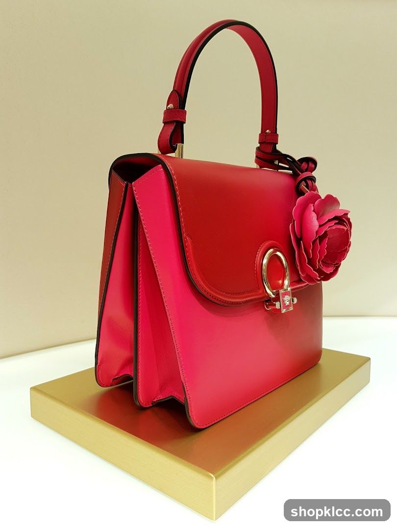 Red Handbag with Flower Accent