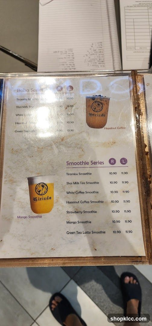 Boba and Smoothie Menu