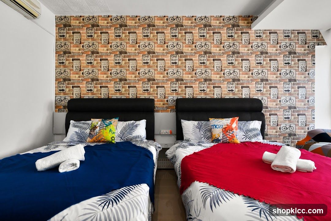 Bedroom with Themed Wallpaper