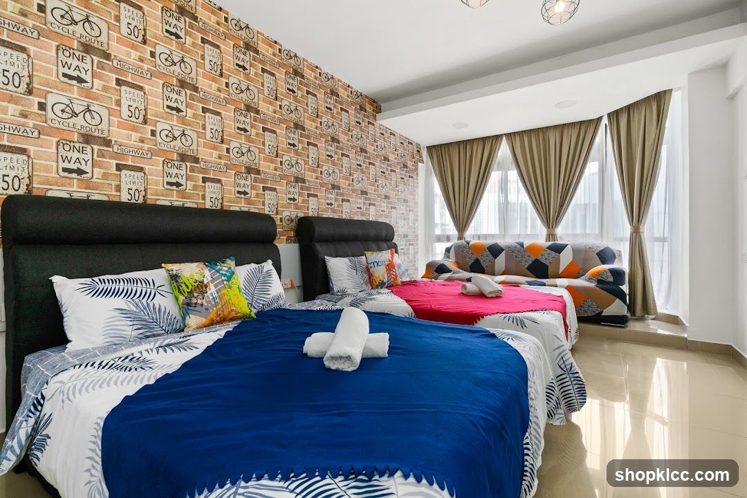 Bedroom with Themed Wallpaper