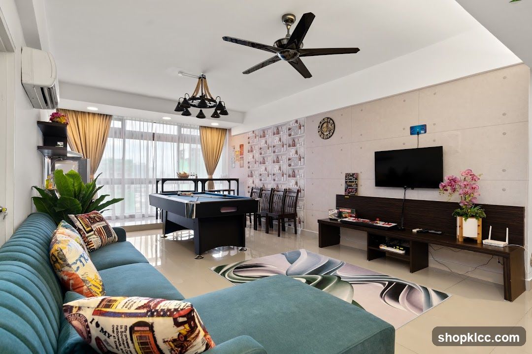 Living Room with Pool Table and Entertainment Area
