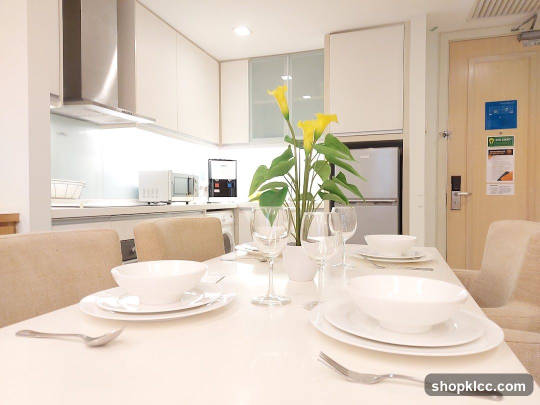 Dining Table Setting in a Modern Kitchen