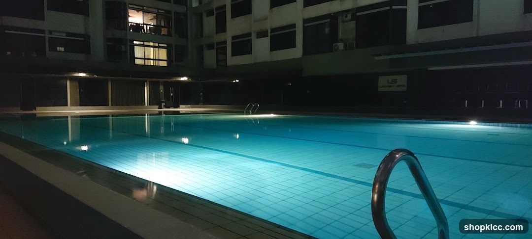 Illuminated Swimming Pool at Night