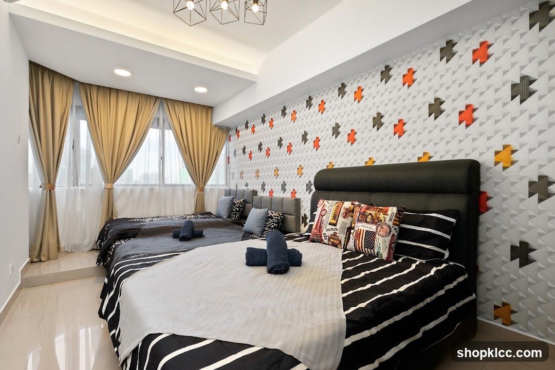 Modern Bedroom with Multiple Beds