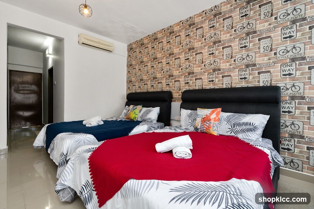 Bedroom with Themed Wallpaper