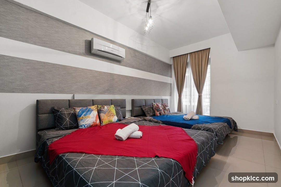 Modern Bedroom with Two Beds