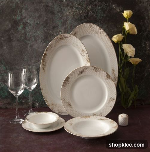 Dinnerware Set with Wine Glasses and Flowers