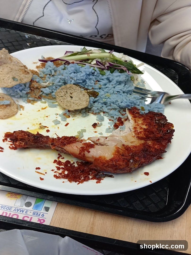 Fried Chicken with Blue Rice