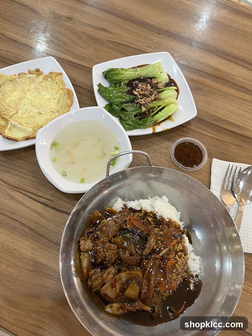 Beef with Rice and Sides