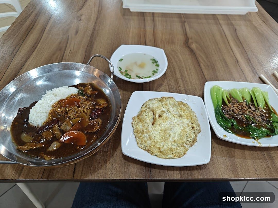Meal with Rice, Vegetables, and Egg