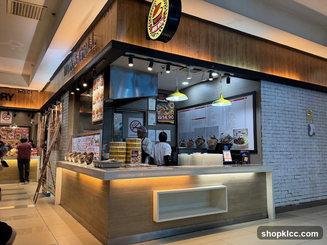 Food stall counter with menu
