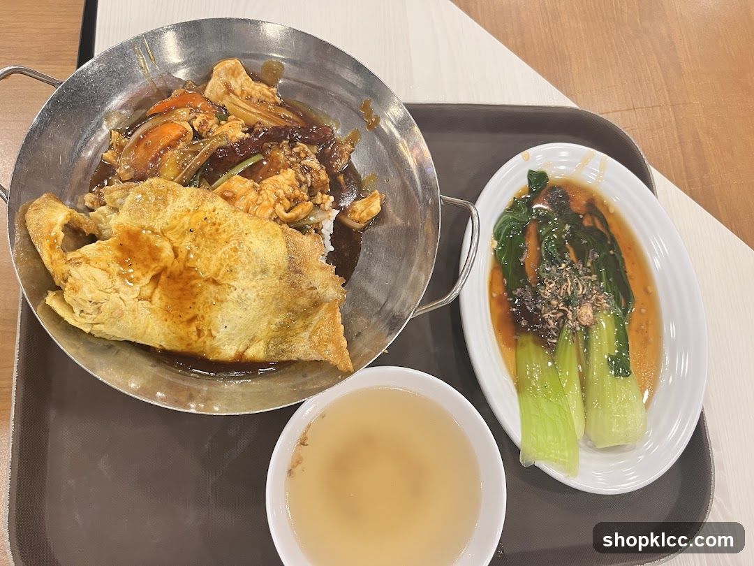 Omelette with Stir-fried Dish and Greens